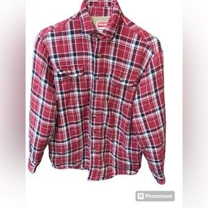 Wrangler Lined Flannel Long Sleeve Button Down Shirt Medium 100% Cotton Shell